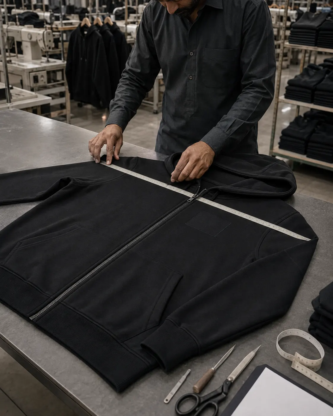 Custom hoodie quality control inspection