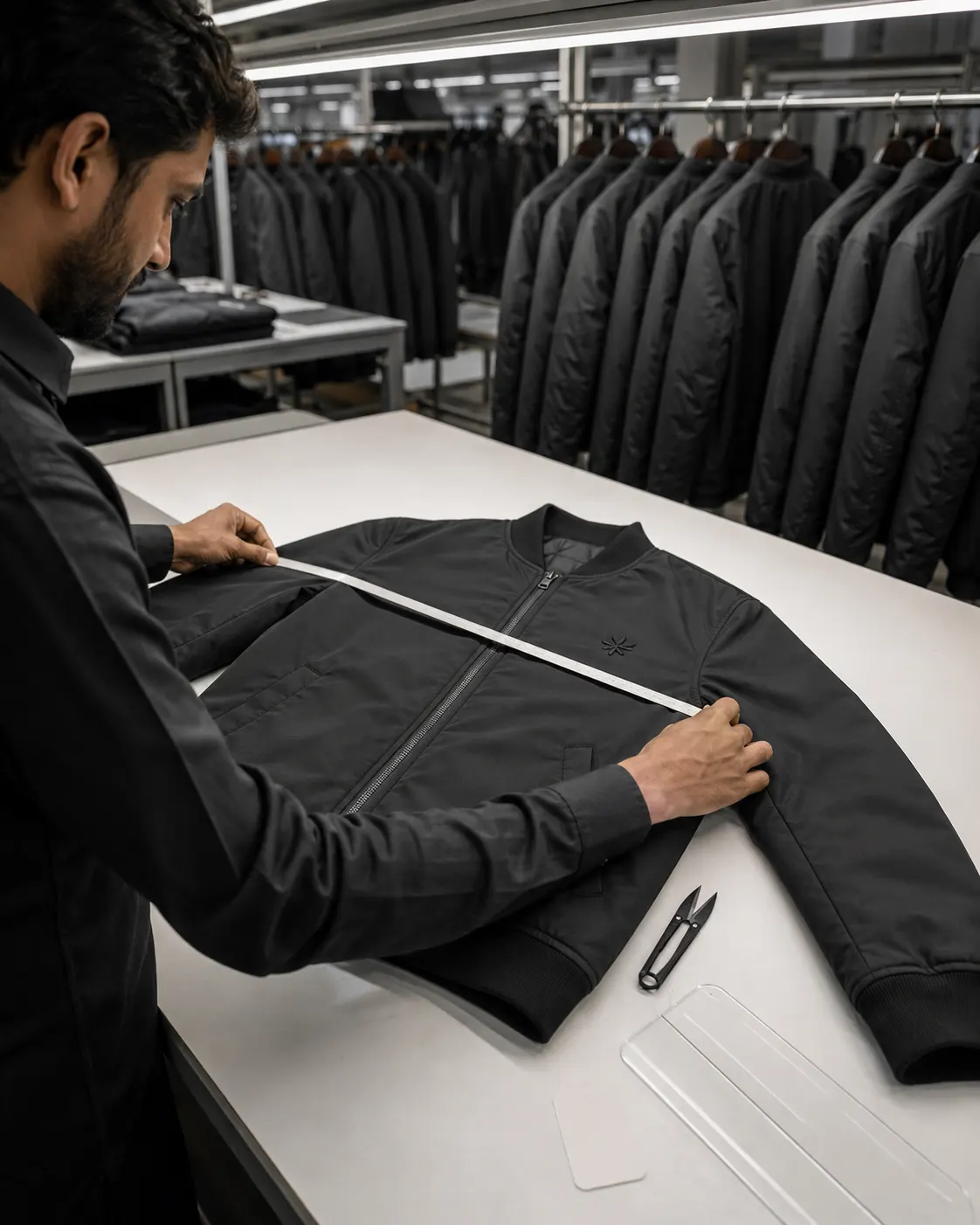 Custom jacket quality control inspection