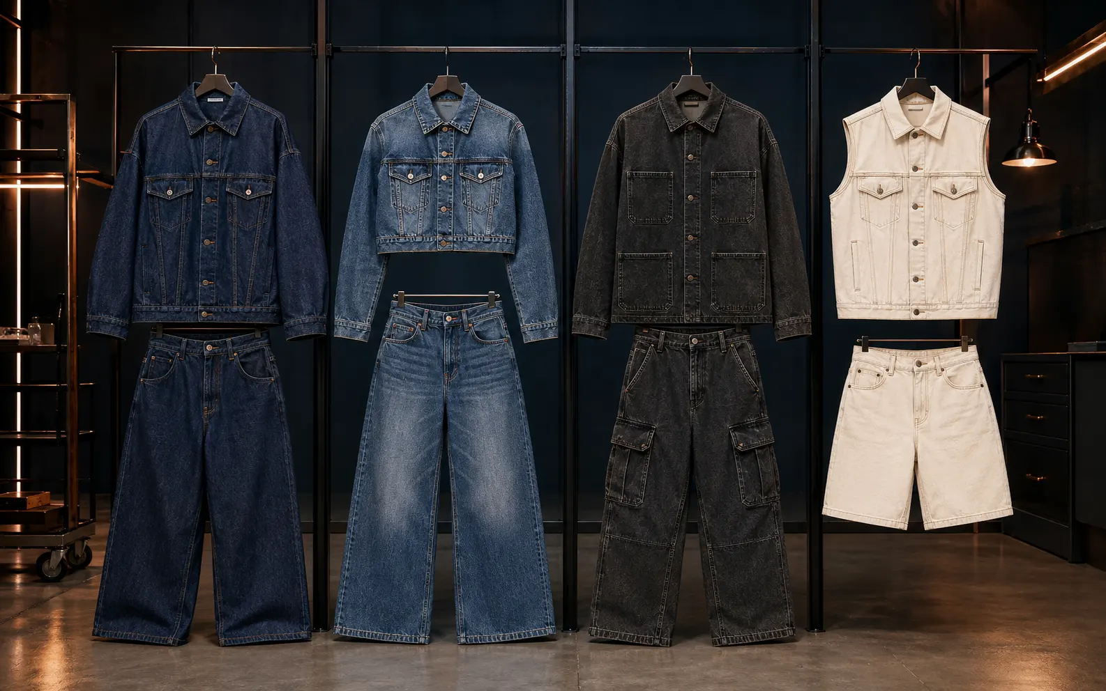 Custom matching denim jacket and jeans sets