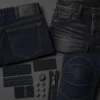 custom motorcycle jeans wash branding details