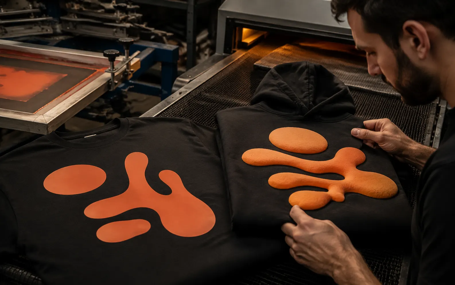 Raised puff printing on custom streetwear
