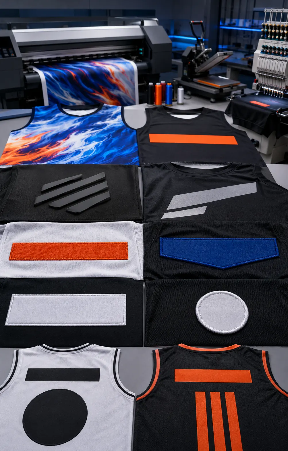 Sublimation printing embroidery names numbers and sportswear decoration