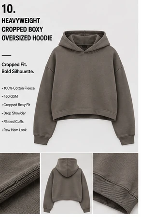 Heavyweight Cropped Boxy Oversized Hoodie