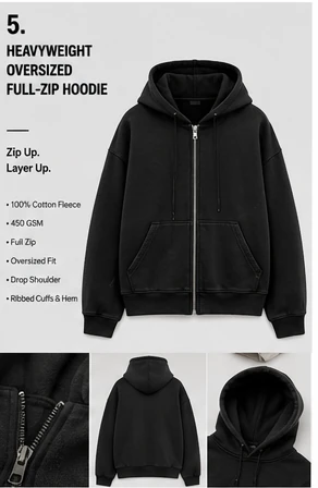 Heavyweight Oversized Full-Zip Hoodie