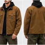 Heavyweight Workwear Jacket Heavyweight brown workwear jacket front and back view