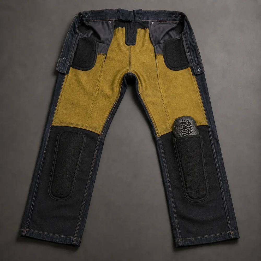motorcycle jeans knee hip protector pockets