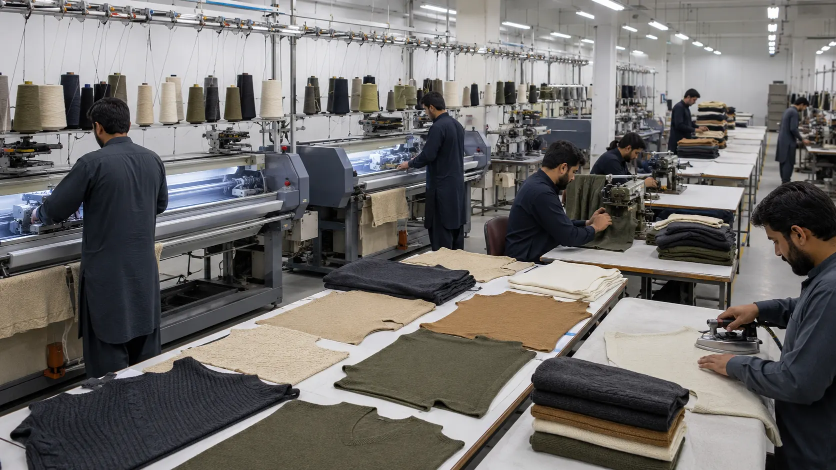 Private label knitwear production knitting linking finishing and inspection