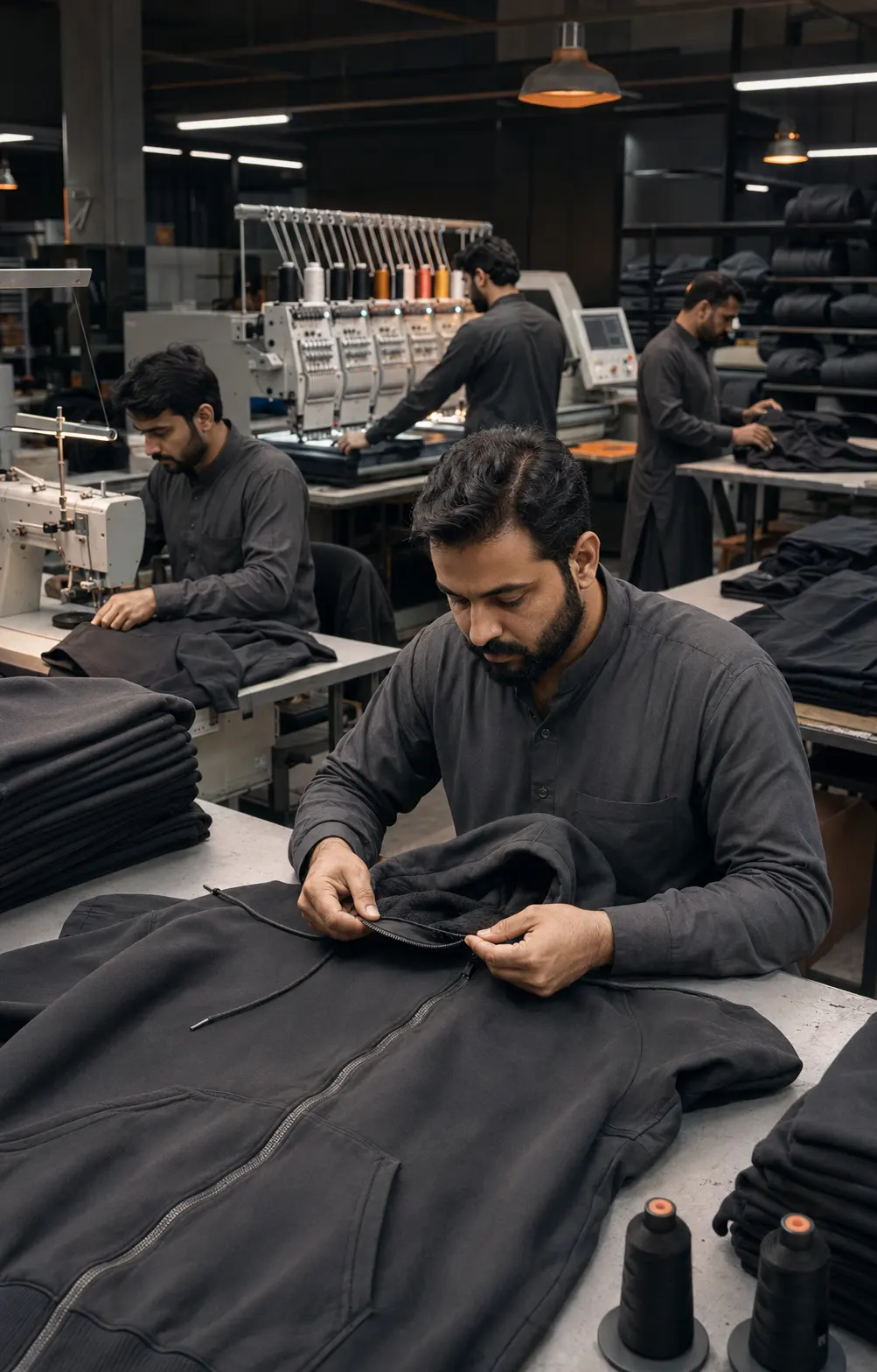 Custom streetwear production and quality inspection