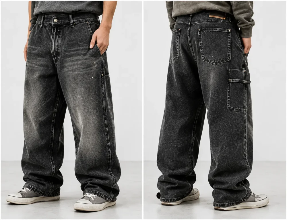 Vintage Washed Baggy Jeans Vintage washed baggy jeans front and back view