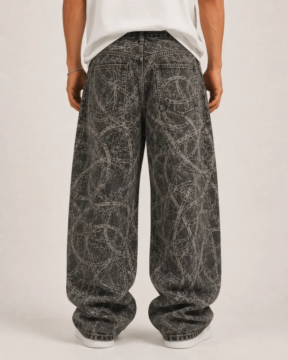all-over-printed-baggy-jeans-back All over printed baggy jeans back view
