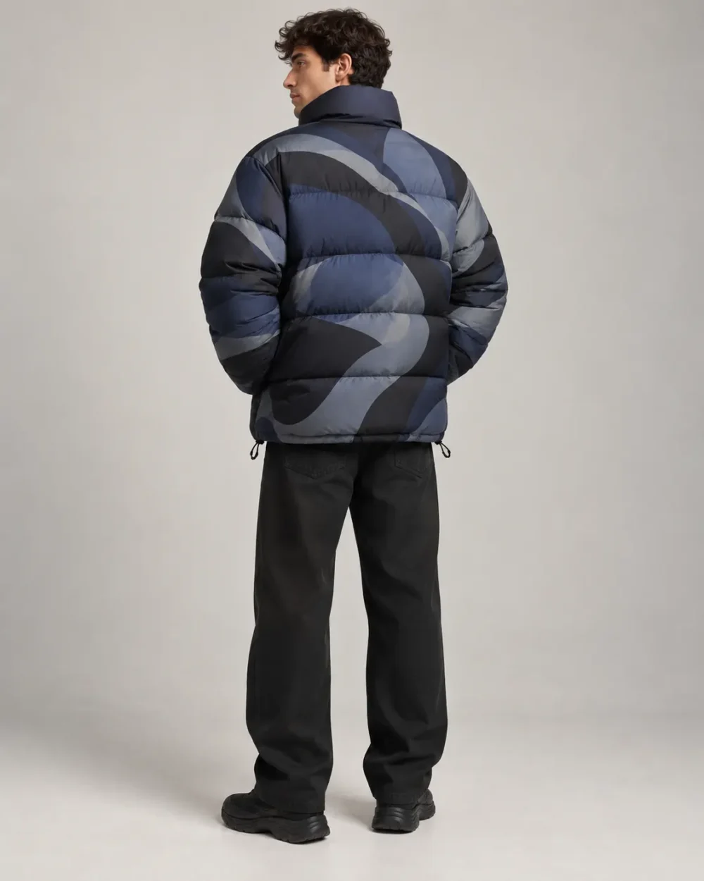 All over sublimation printed puffer jacket back view