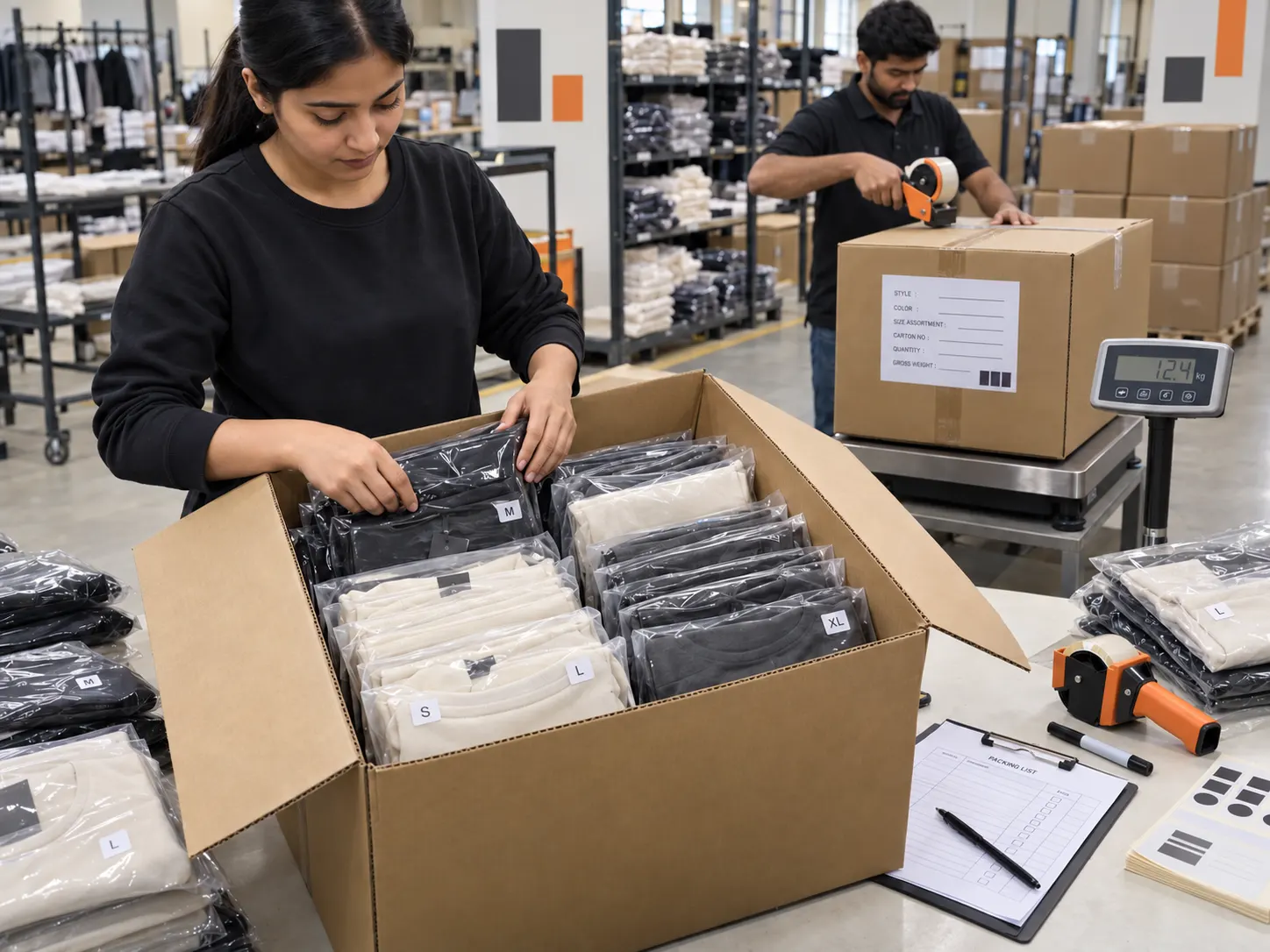 Apparel cartons prepared for bulk clothing shipment