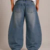 Barrel leg denim jeans back view