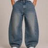Barrel leg denim jeans front view