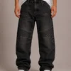 Biker panel denim jeans front view