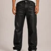 black-coated-denim-jeans-front Black coated denim jeans front view