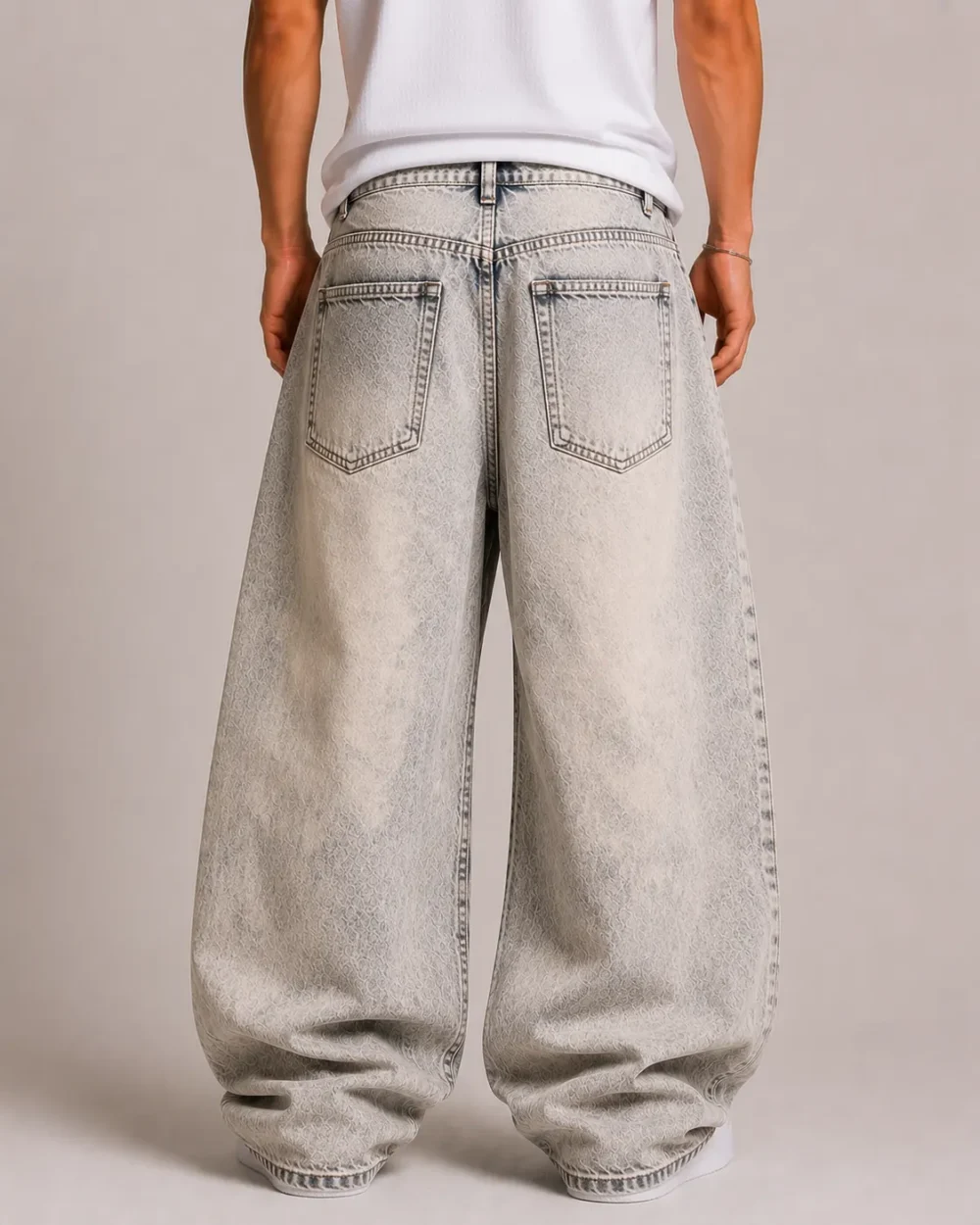 bleach-washed-baggy-jeans-back Bleach washed baggy jeans back view