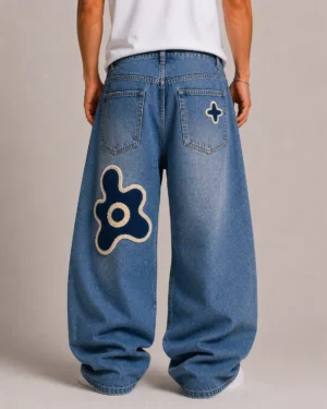 Chenille patch baggy jeans back view