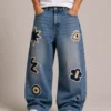 chenille-patch-baggy-jeans-front Chenille patch baggy jeans front view
