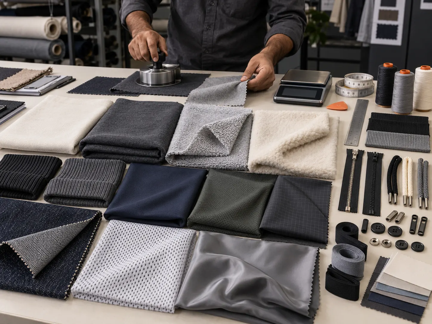 Fabric and trim sourcing during the clothing manufacturing process