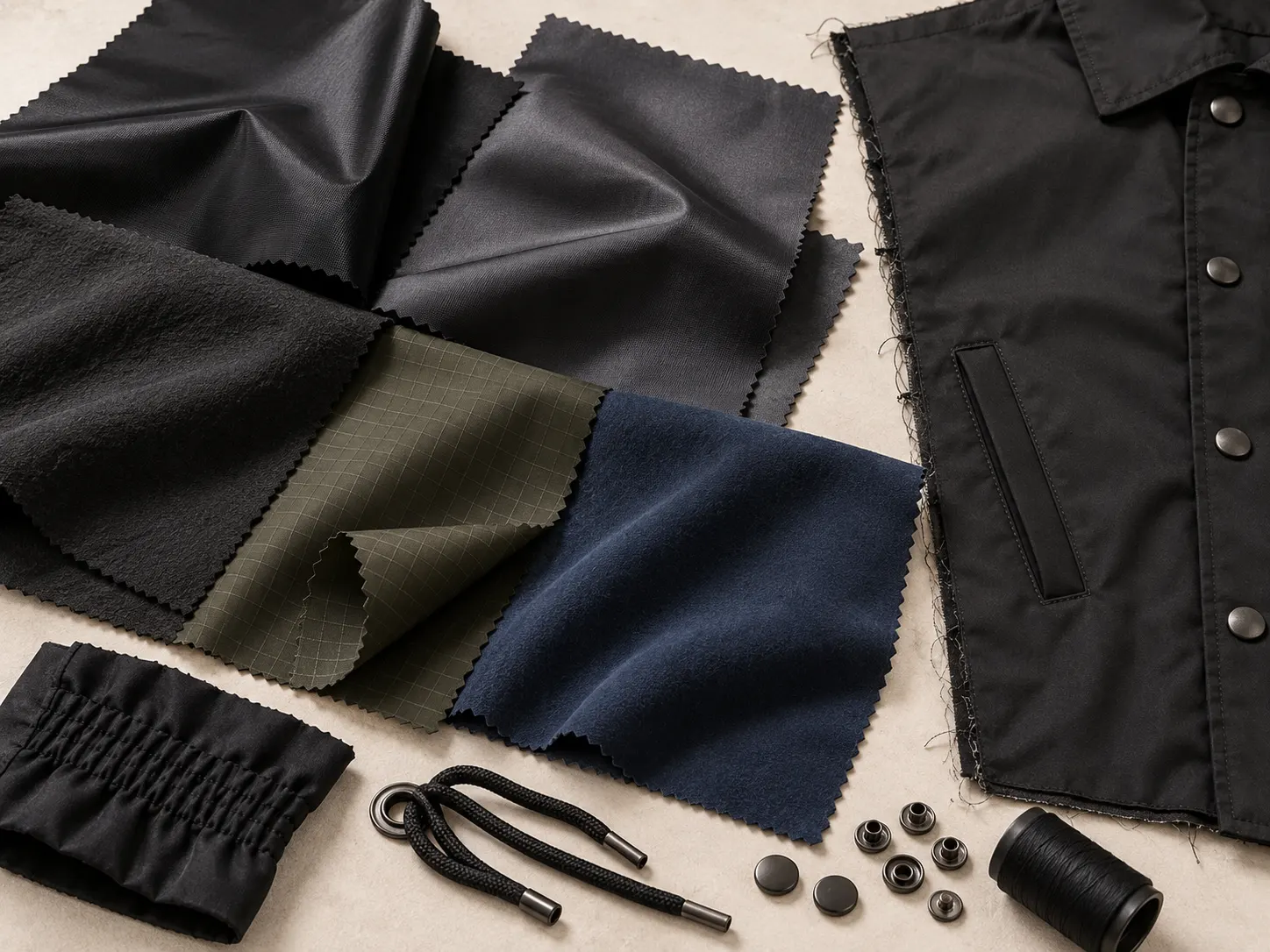 Nylon polyester Taslan ripstop and matte woven fabrics for custom coach jackets