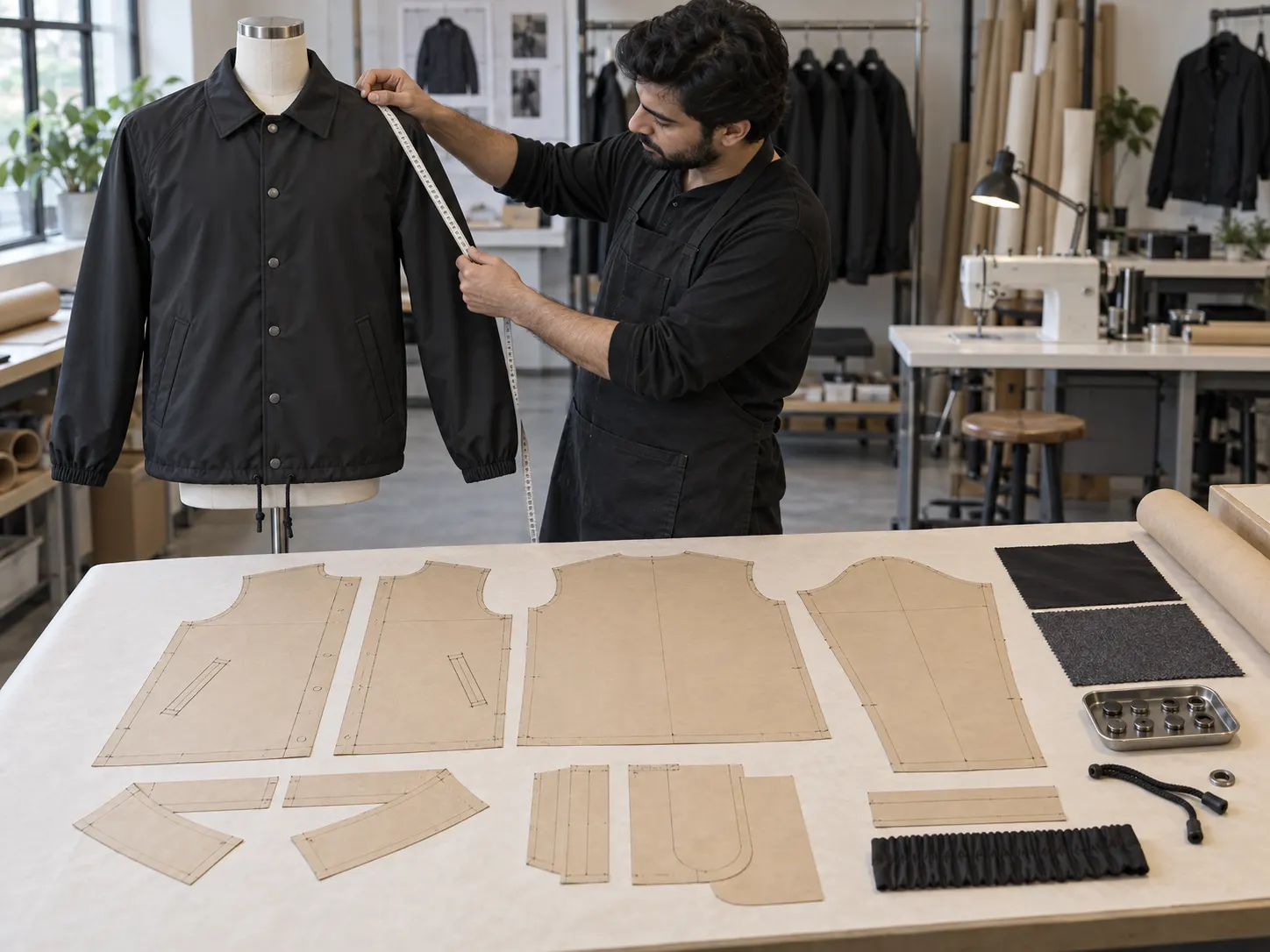 Coach jacket pattern making oversized fit measurement and size grading development