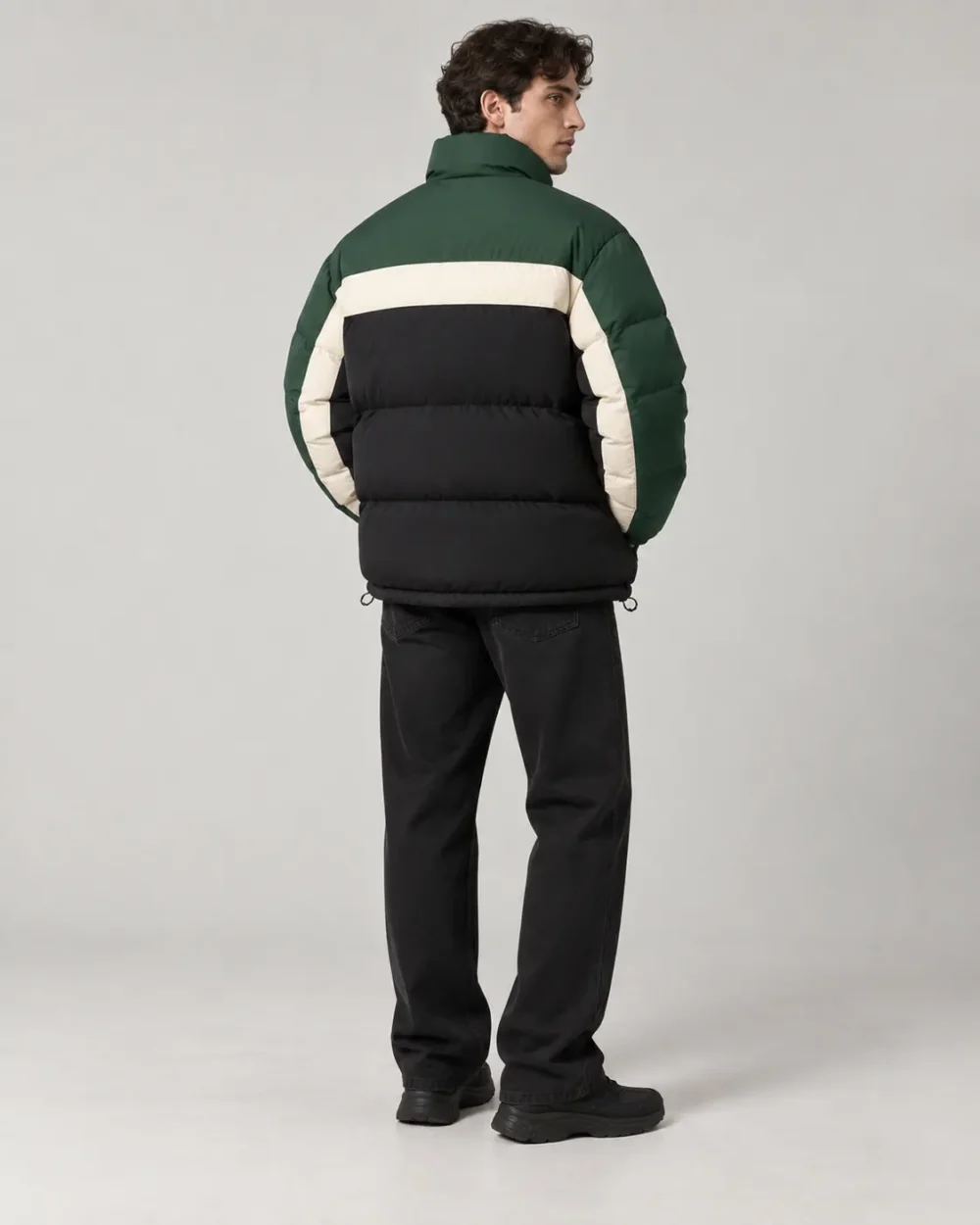 color-block-puffer-jacket-back Color block puffer jacket back view
