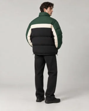 Color block puffer jacket back view