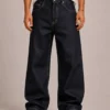 contrast-stitch-baggy-jeans-front Contrast stitch baggy jeans front view