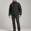 Convertible puffer jacket with removable sleeves front view