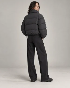 Cropped boxy puffer jacket back view