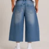 Cropped wide leg denim jeans back view