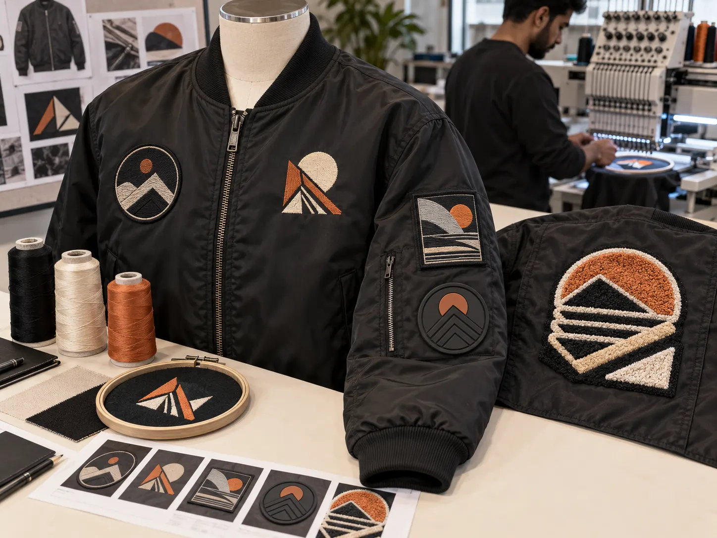 Custom bomber jacket embroidery patches and decoration