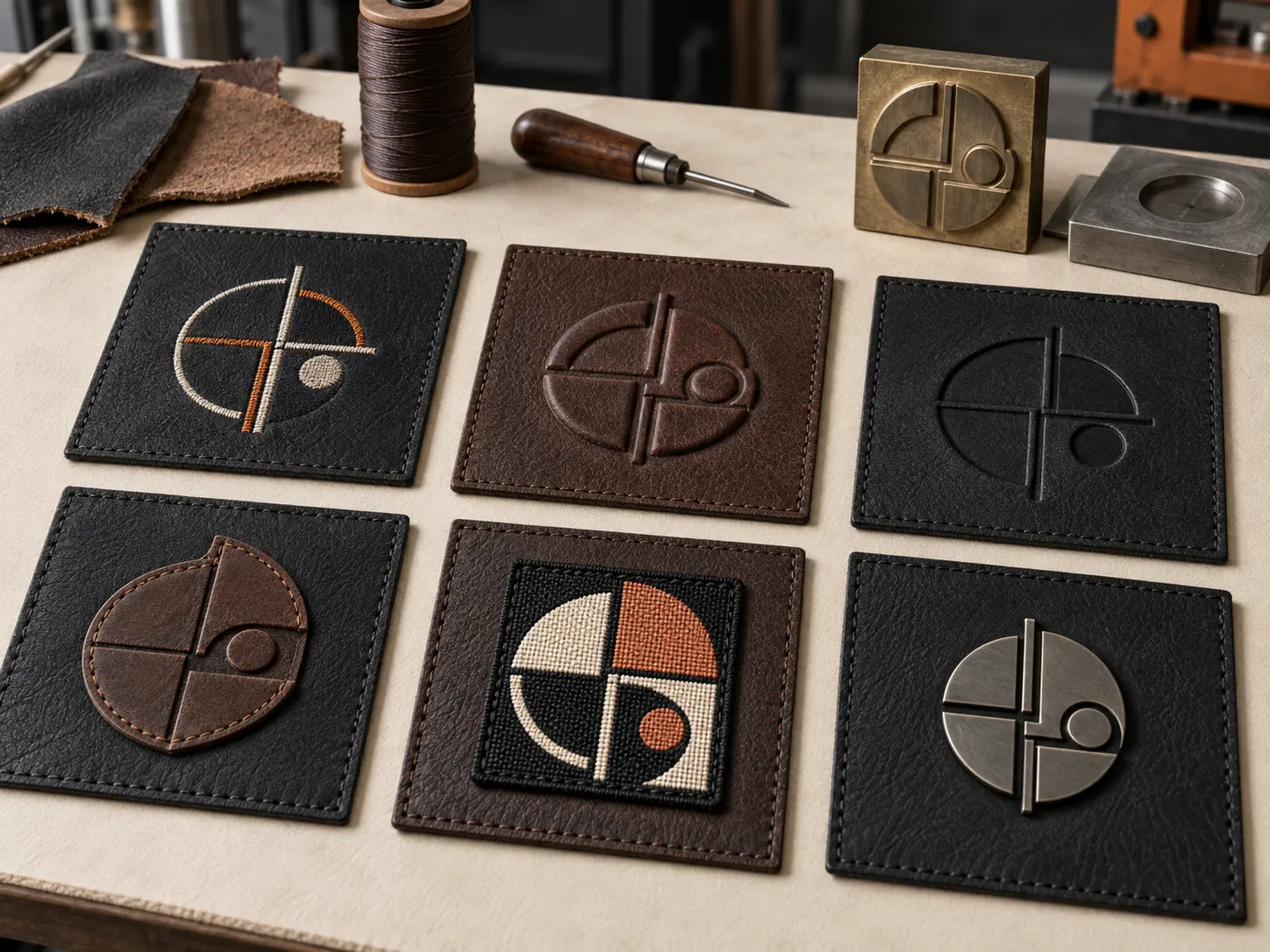 Embroidery embossing debossing patches and custom branding on leather jackets