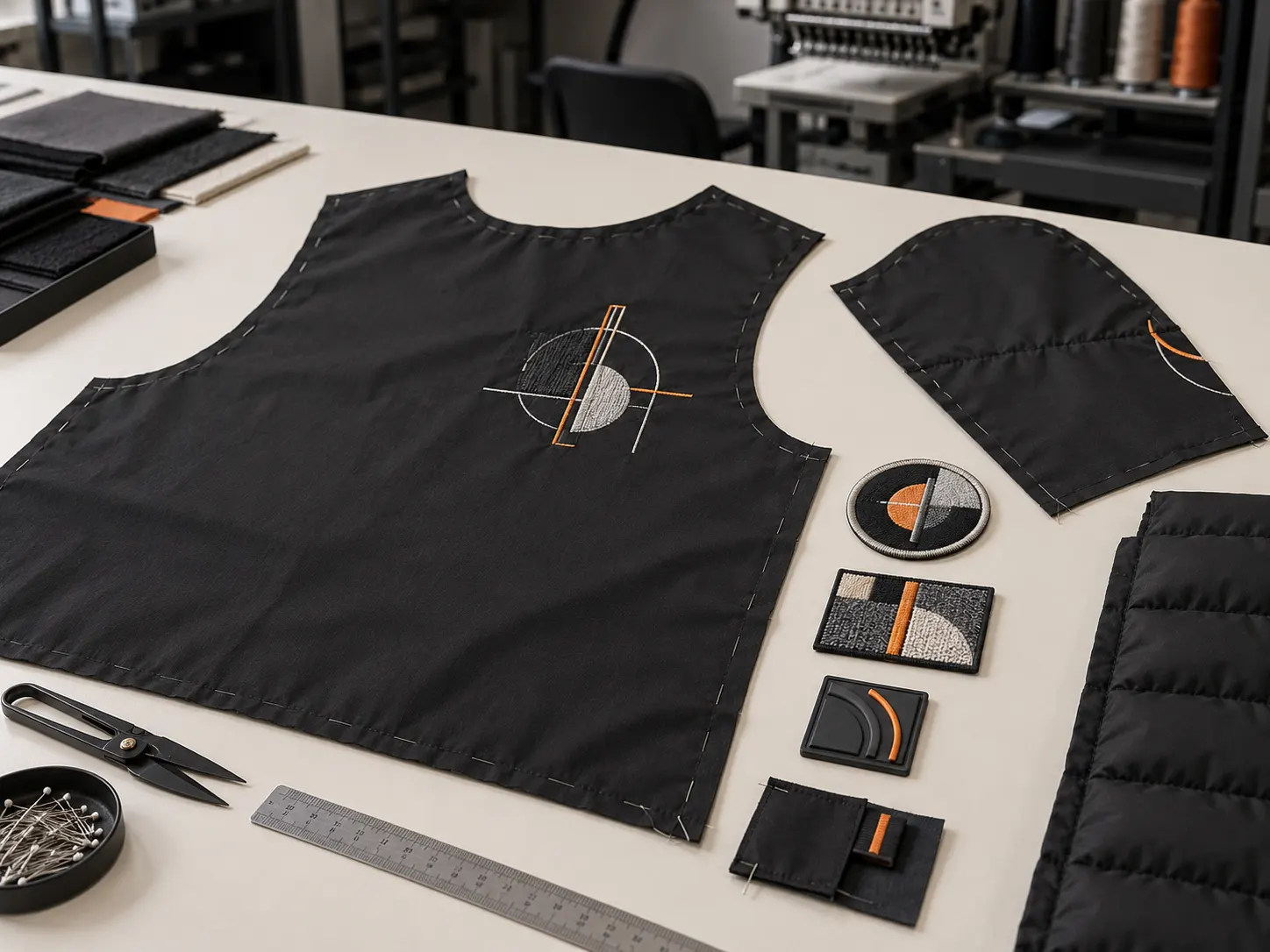 Embroidery patches and custom branding on private label puffer jackets