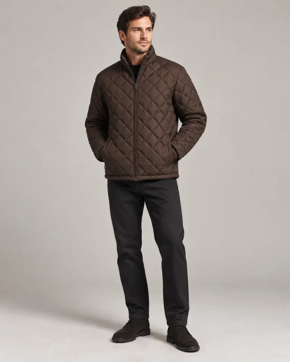 Diamond quilted puffer jacket front view