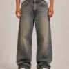 Dirty wash vintage jeans front view