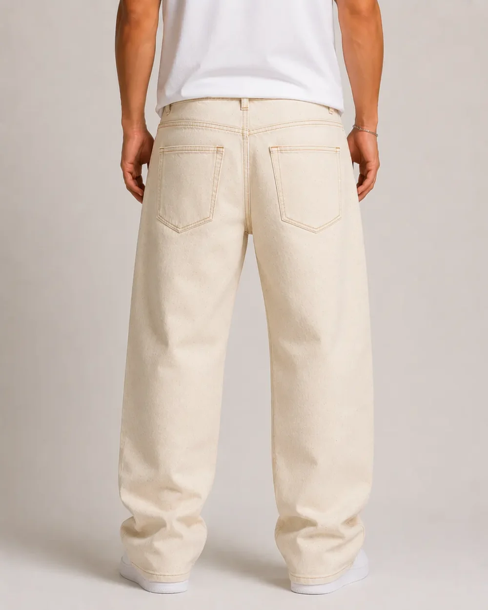 ecru-natural-denim-jeans-back Ecru natural denim jeans back view