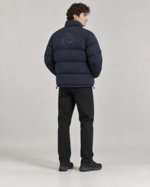 Custom embroidered puffer jacket back view