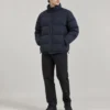 Custom embroidered puffer jacket front view
