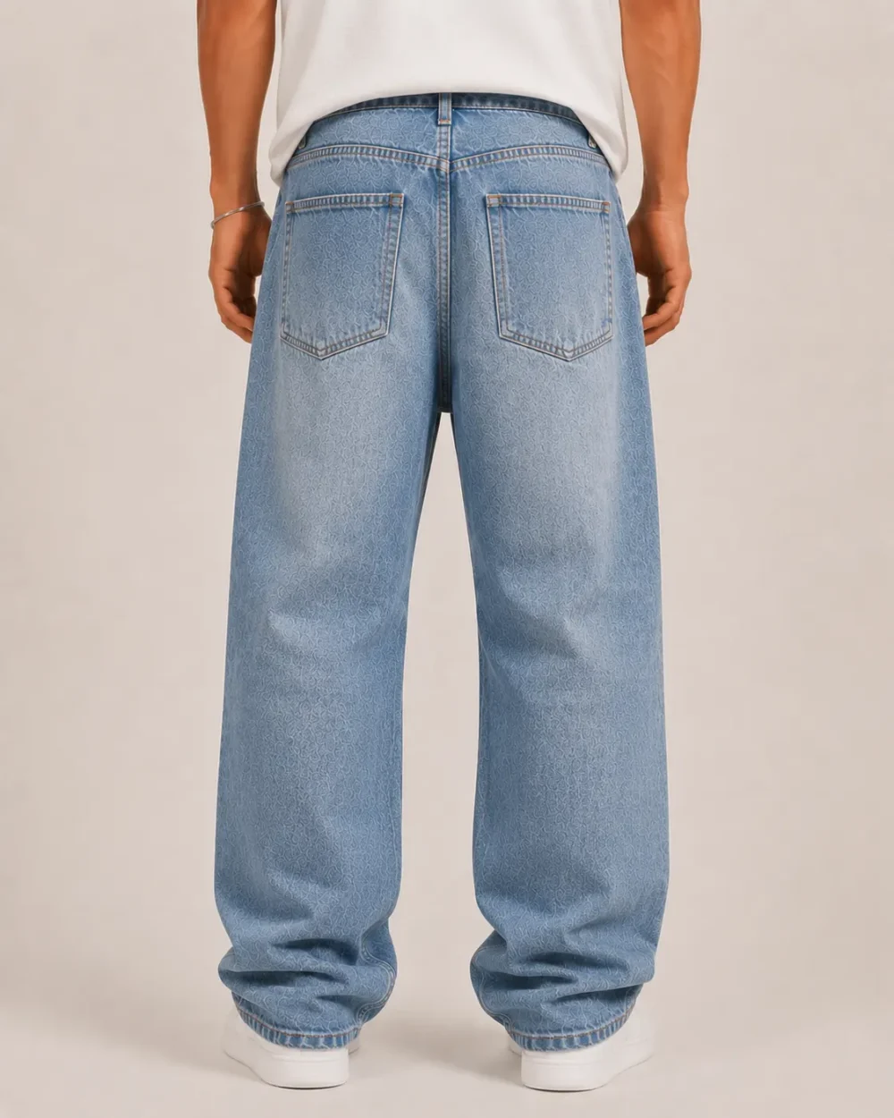 enzyme-washed-relaxed-jeans-back Enzyme washed relaxed jeans back view