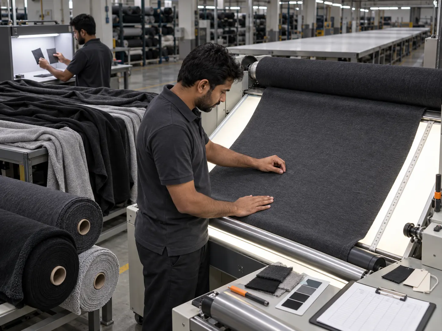 Fabric inspection and relaxation before clothing production