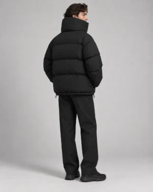 Funnel neck puffer jacket back view