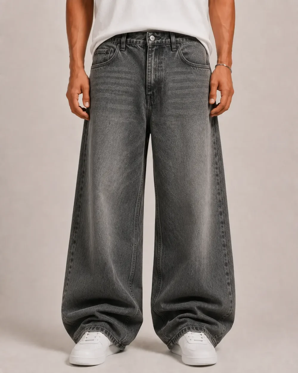 grey-wash-baggy-jeans-front Grey wash baggy jeans front view