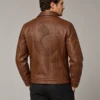 laser-etched-leather-jacket-back Laser etched brown leather jacket back view