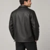 leather-coach-jacket-back Black leather coach jacket back view
