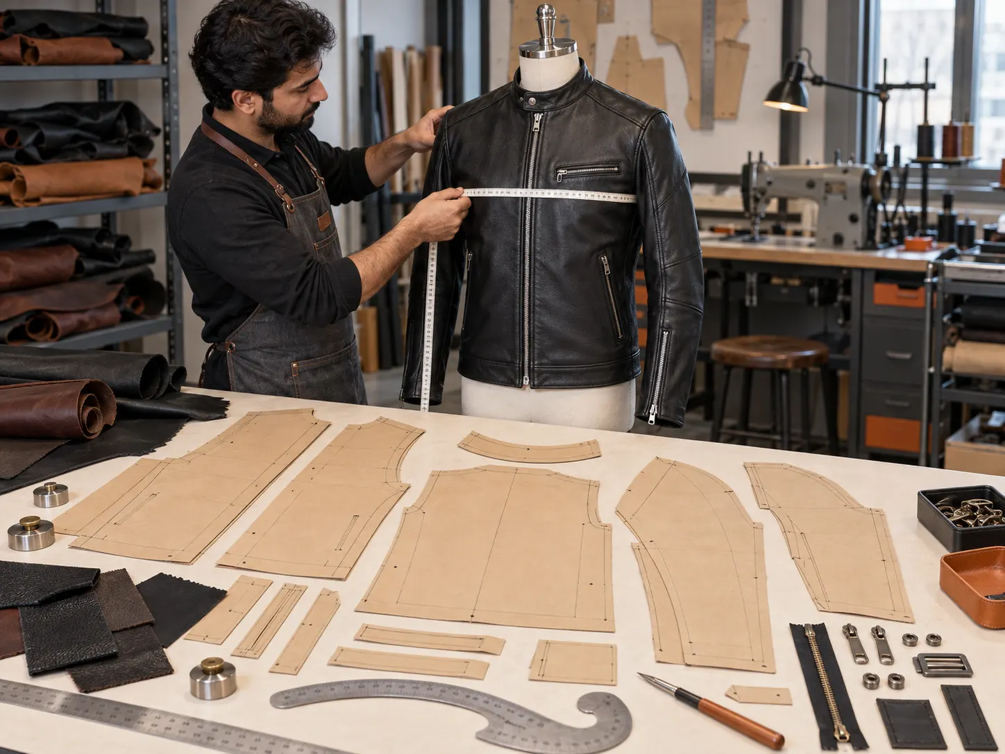 Leather jacket pattern making fit measurement and size grading development