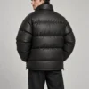 leather-puffer-jacket-back Oversized black leather puffer jacket back view