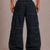 Multi pocket utility denim jeans back view