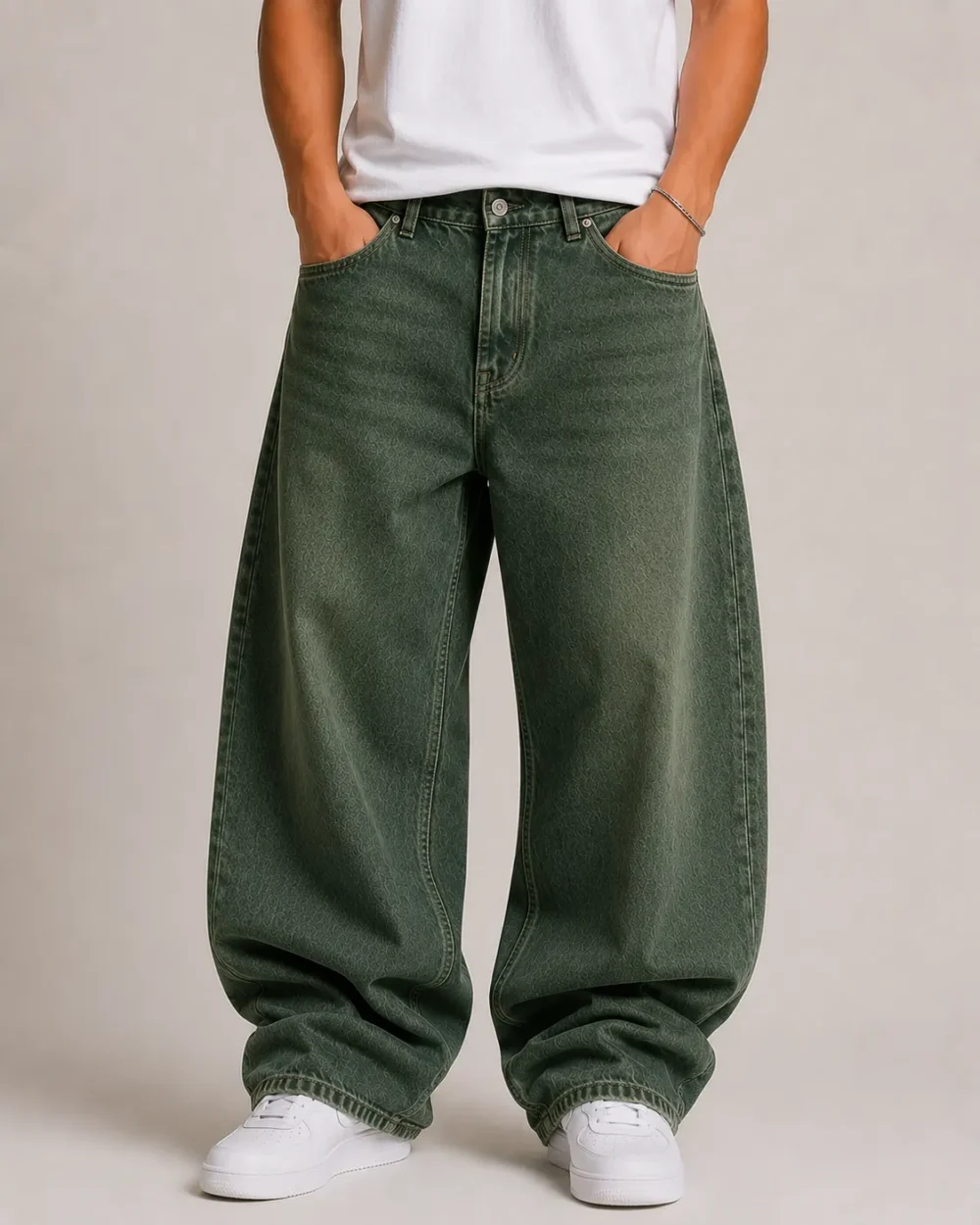 overdyed-colored-baggy-jeans-front Overdyed colored baggy jeans front view